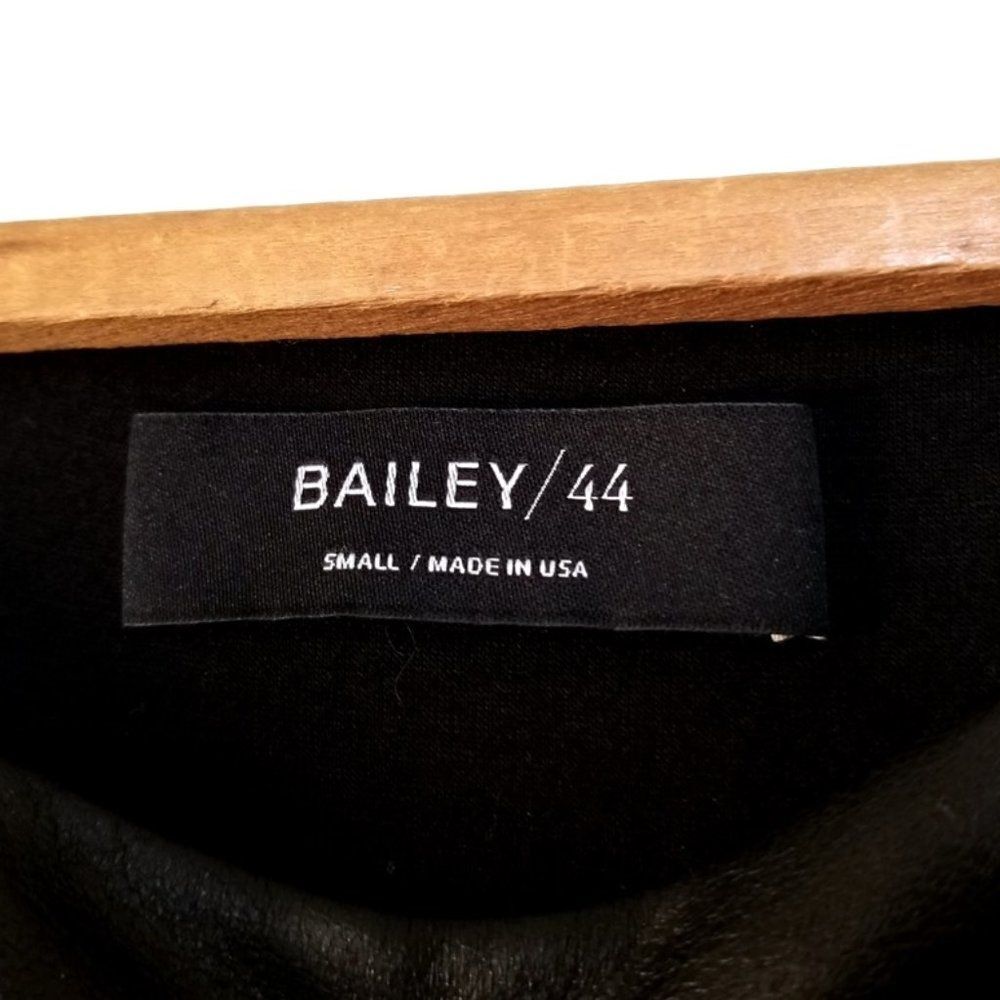 BAILEY 44 Waterfall Vegan Leather Cut Out Mini Sheath Dress Womens Small Black - Picture 2 of 7